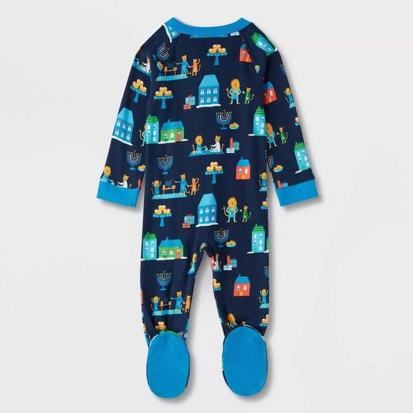 Baby Hanukkah Blue Lion Pajama - 3-4 mo for boy or girl - Picture 2 of 4